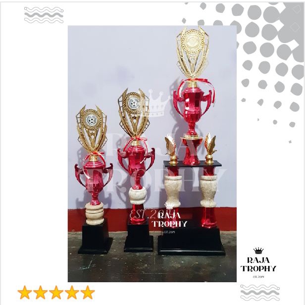 Set Trophy Murah Juara 1-3 Piala Kaki 2 Warna Merah Bola Voli Merpati