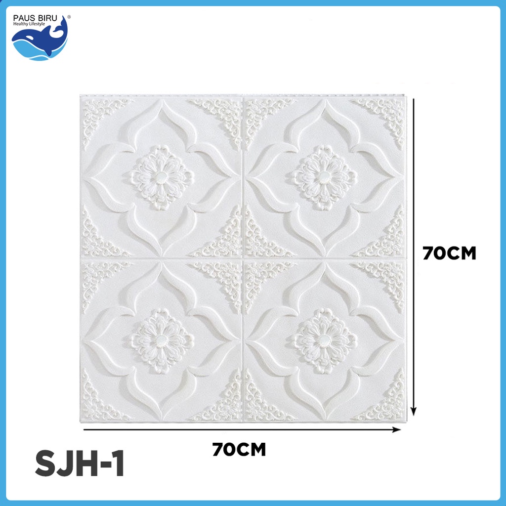 Paus Biru - Wallpaper Dinding FOAM Timbul 3D Bata CLASSIC BRICK 70 x 77 cm-SJH-1 PUTIH