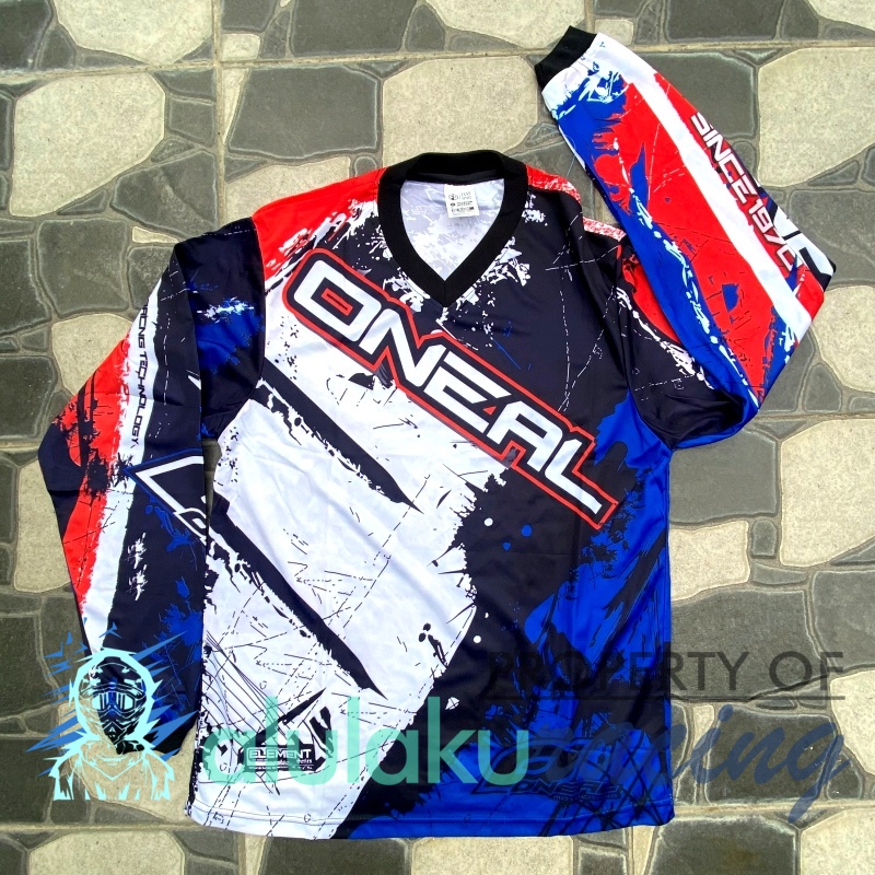 Jersey, Celana, Sarung Tangan &amp; Sepatu Fullprint with Protectors Fullset MX Trail Motocross - Paket Bundling ONCTFG050303-F43