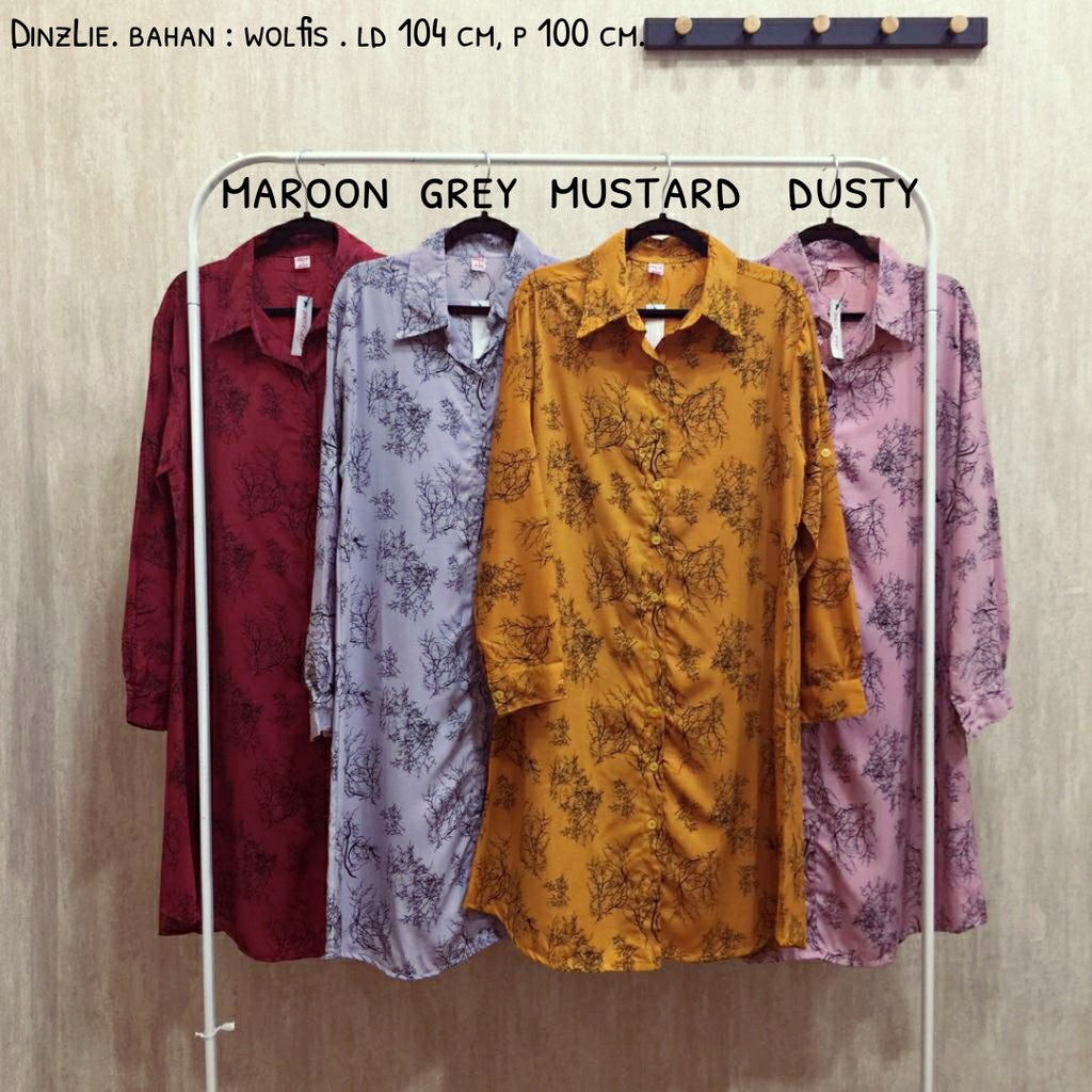 KEMEJA PANJANG WANITA BAHAN WOLFIS PREMIUM MOTIF RATING