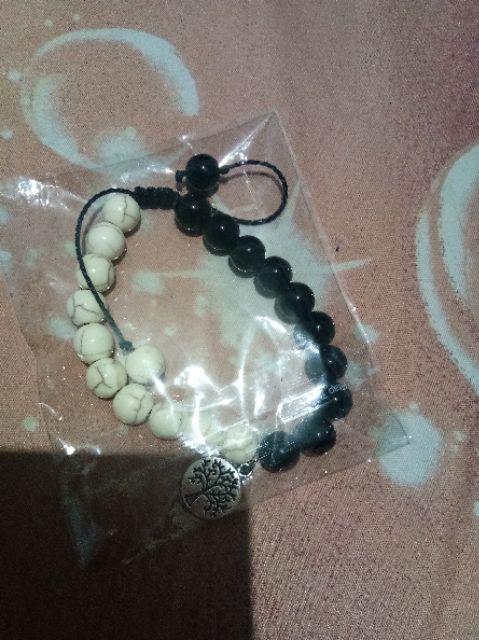 Gelang Tree Of Life Gantung Onyx White Marble Yin Yang Br885