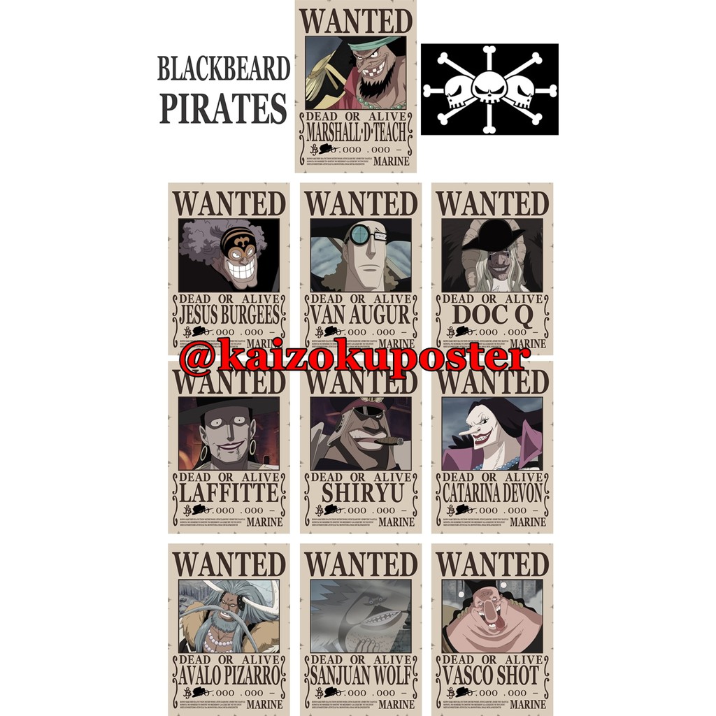 Jual Poster One Piece -BLACKBEARD PIRATES BEFORE TIME SKIP- 1 Set isi