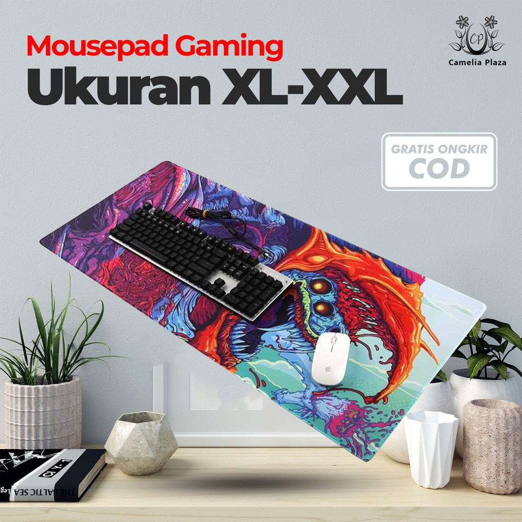 GSPRO Mouse Pad Gaming Rubber Lebar Motif Alas Keyboard Mousepad Gaming XL - XXL Desk Mat Anti Slip MGSPRO