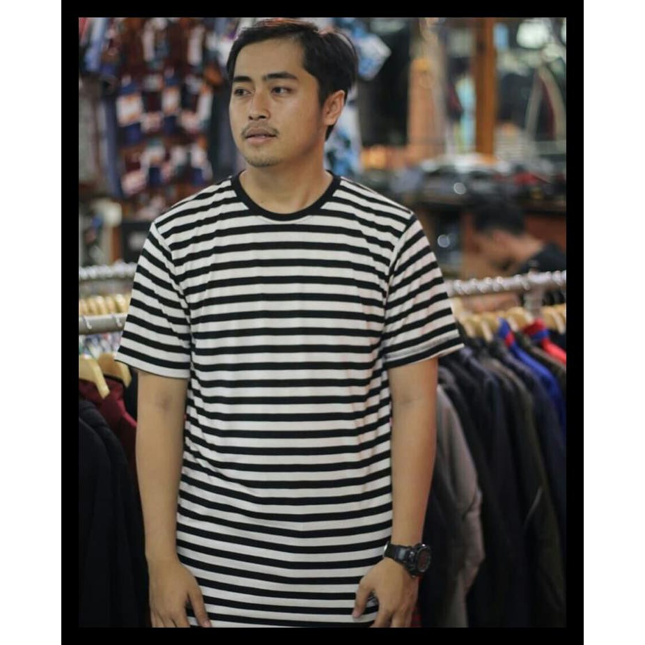 MANTAP KAOS SALUR BELANG HITAM PUTIH / KAOS HITAM / STRIPTEE HITAM PUTIH KEREN