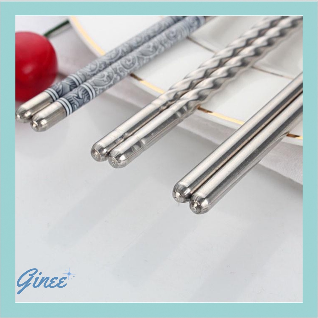 Sumpit Stainless Motif Bunga Dan Ulir/Sumpit Murah/Sumpit Makan/Sumpit 1 Pasang/Sumpit Korea/Sumpit 