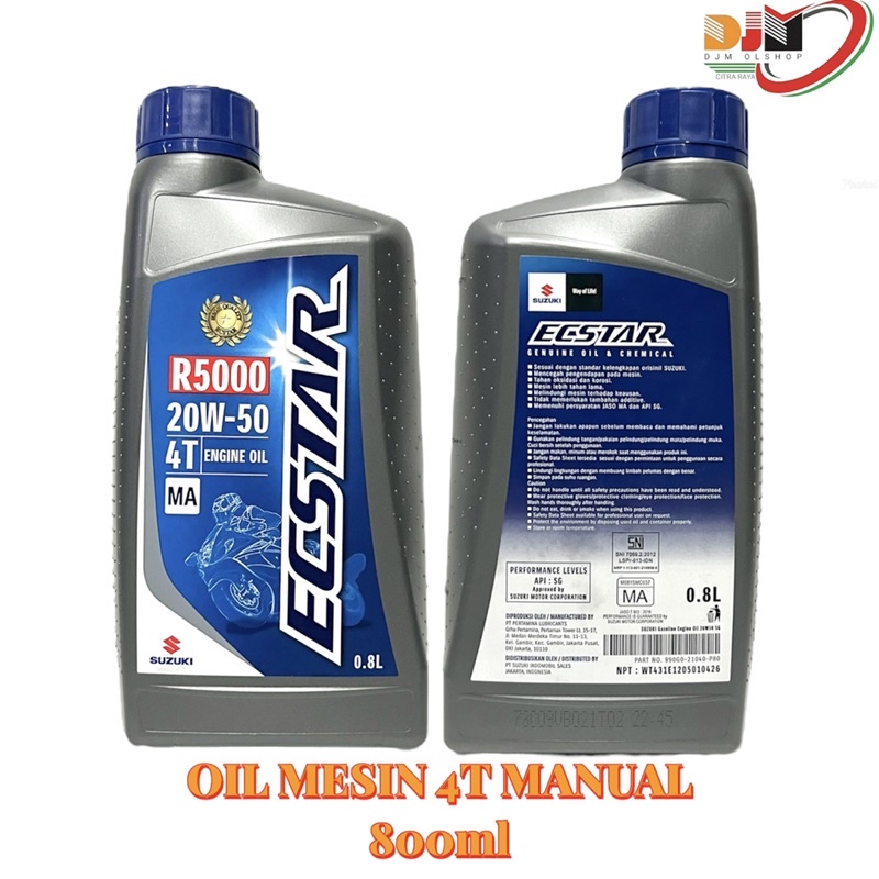 OIL SUZUKI SGO ECSTAR R7000 R5000 4T 10W-40 SL MA 1,3ml 1,L 0,8ml