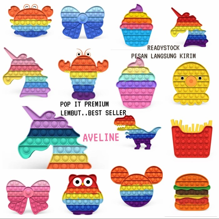 Pop IT Murah Rainbow Push Bubble Fidget Pop it Fidget Toy Tiktok