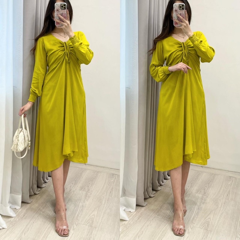 Daster Arab Rayon OVIE Midi Dress Cantik Sexy Simpel Kekinian