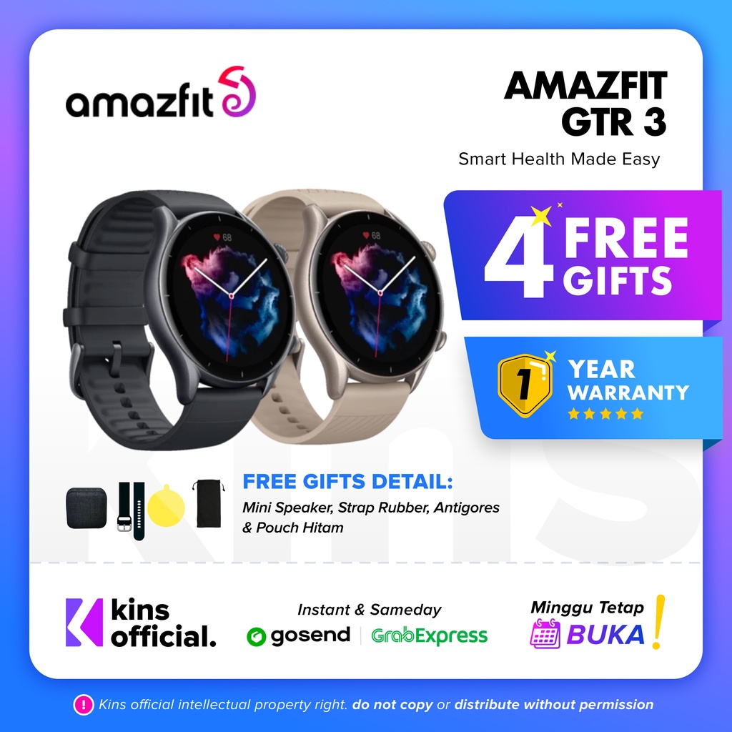 Amazfit GTR 3 Smartwatch SpO2 AMOLED Display - Garansi Resmi Amazfit Indonesia