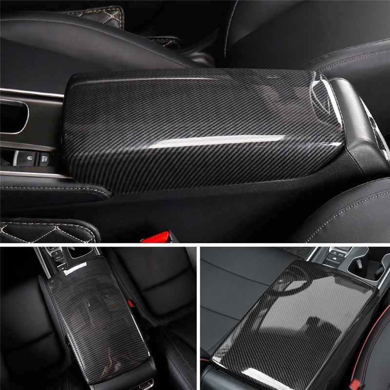 TK Carbon Fiber Central Control Armrest Cover Interior Decoration Hand Cushion For Honda Accord 10th 2018 - 2020