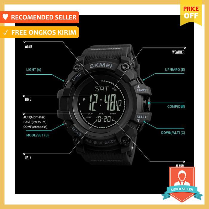 Skmei Altimeter Original Jam Tangan Pria Outdoor Anti Air 1358 Army