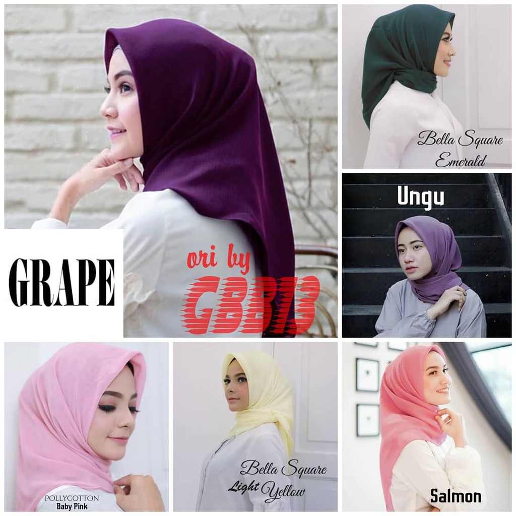 1 Kg Isi 16 Pcs Jilbab Hijab Segi Empat Bella Square Pollycotton