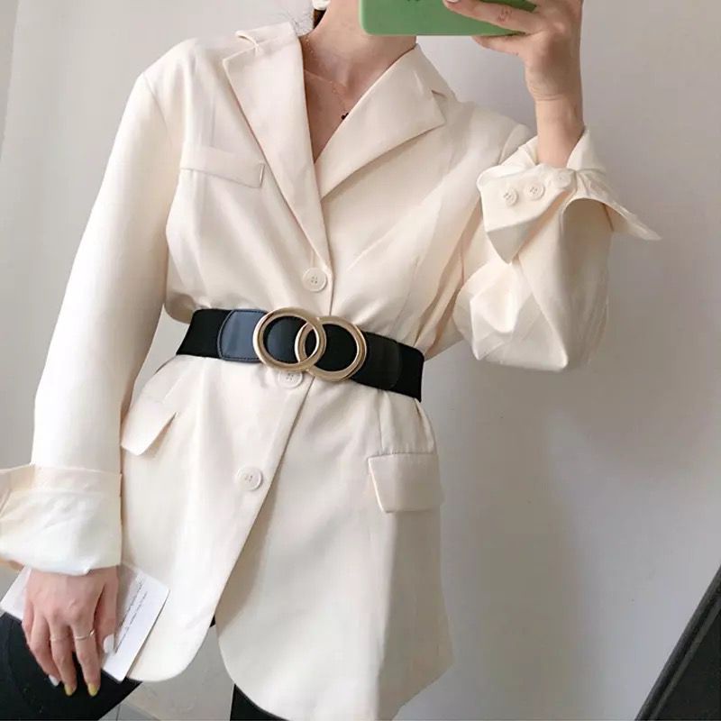 YF IKAT PINGGANG WANITA ELASTIS BLACK BELT KARET WANITA BELT DRESS