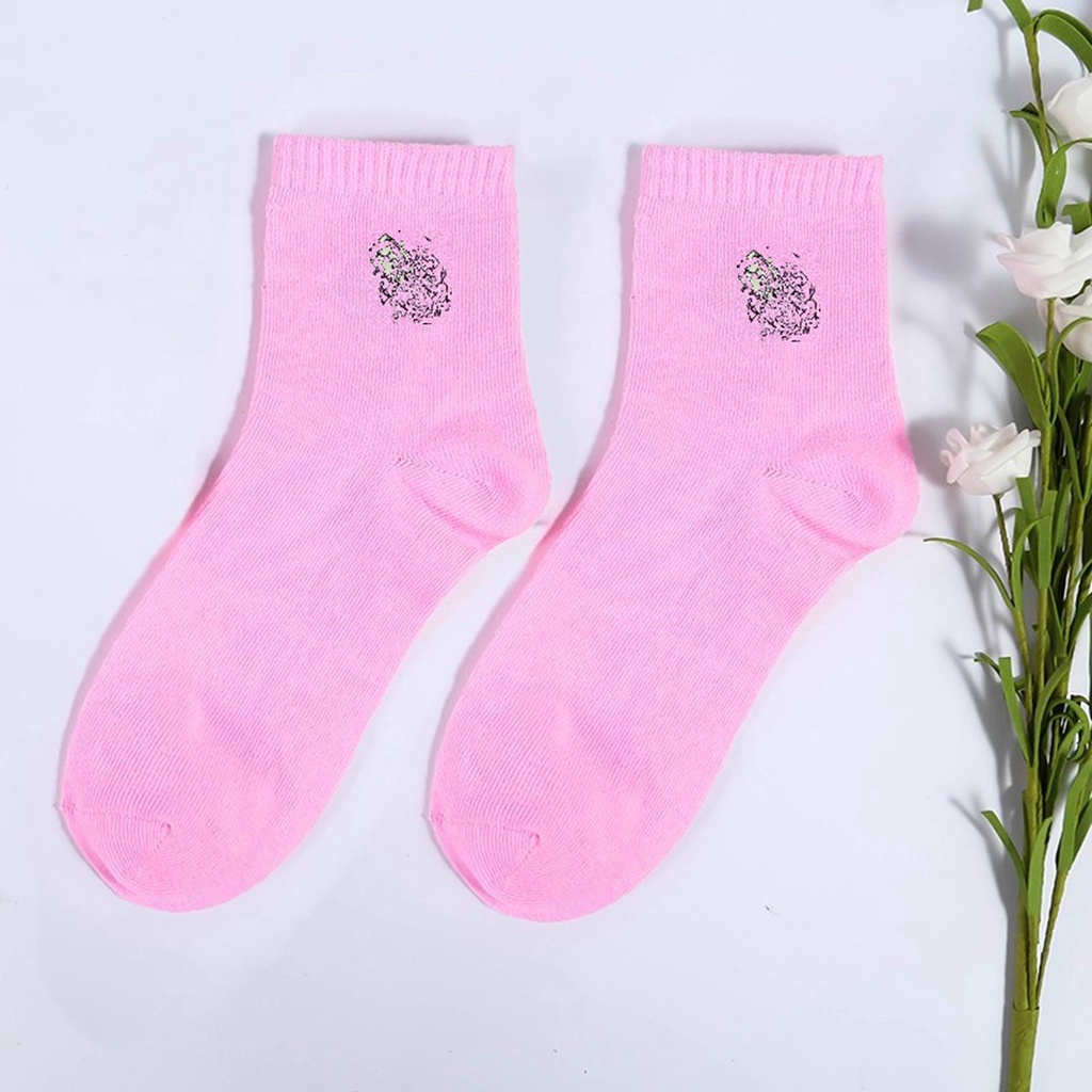 HC Kaos Kaki Tinggi Karakkter Kartun Kpop Bahan Adem Kaos Kaki Panjang Karakter Import-PINK