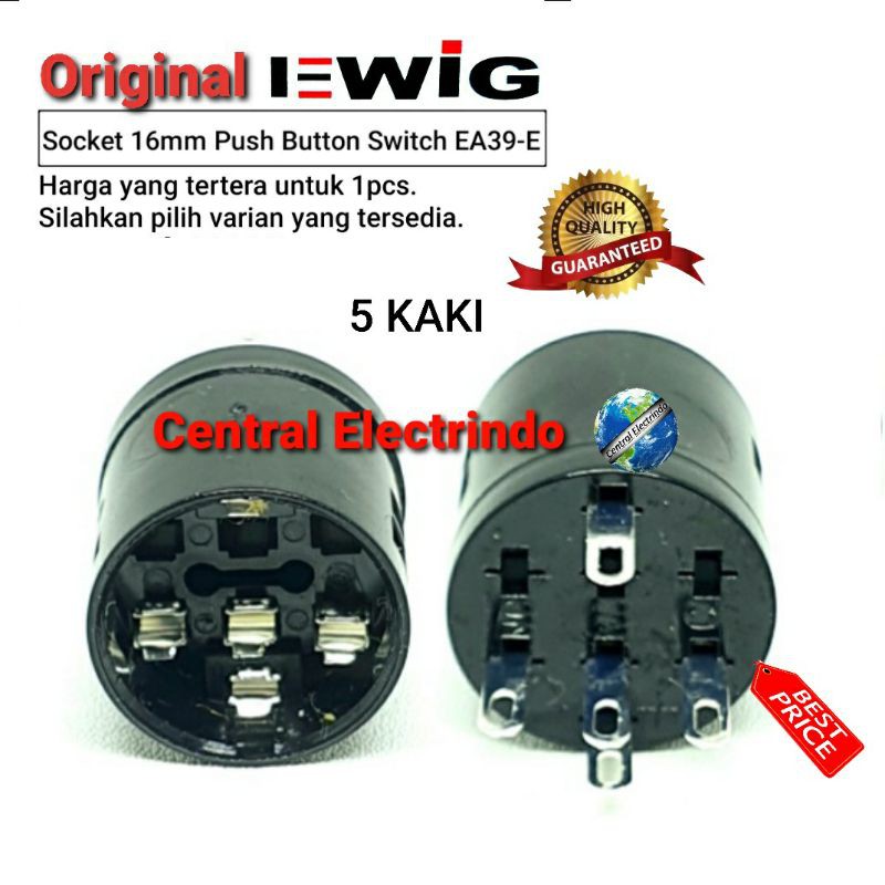 Socket Bantu Push Button Switch EWIG 16mm EA39-E 3/5/6/8 Kaki.