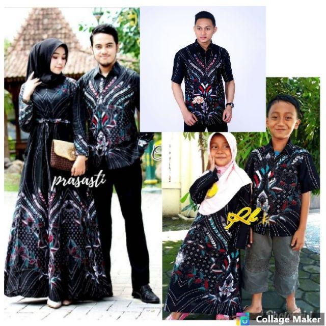 Batik Couple Keluarga Sania Ruffle Ori Ndoro Jowi Dnt Motif Prasasti Silver ( Sakura )
