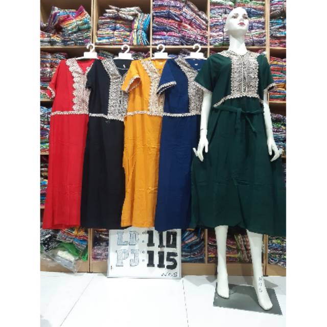 Cherry123 - Daster arab rayon premium busui friendly lengan pendek renda polos modern midi murah ber