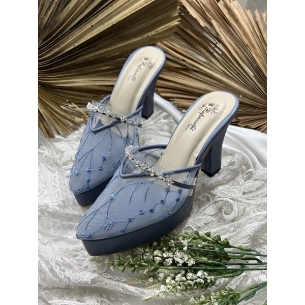 sepatu pesta wanita azwa iceblue 10cm