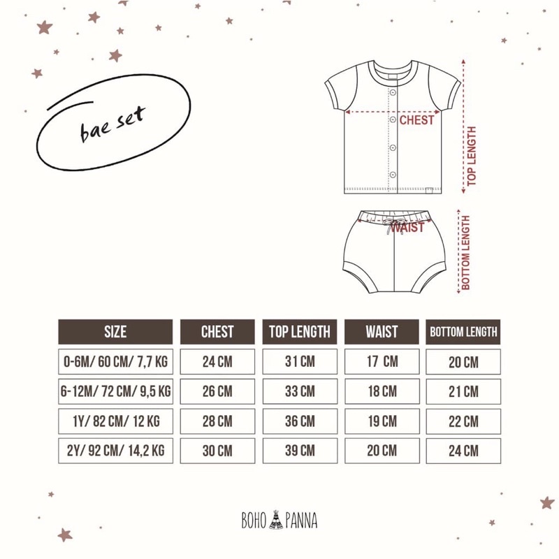 Bohobaby Bohopanna Bae set print motif baju set anak