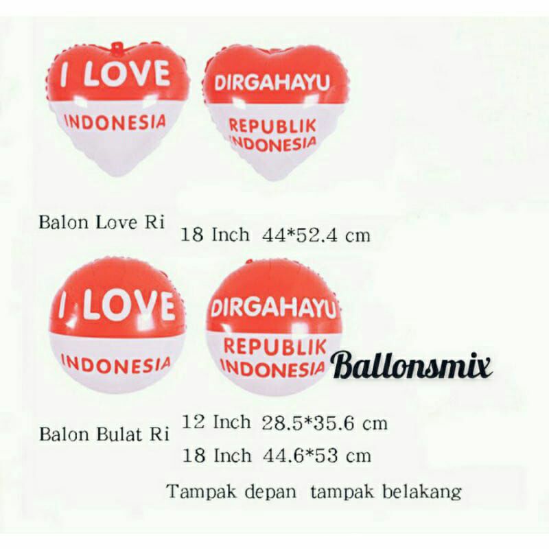 Jual Balon Foil Love Bulat Ri Balon Dirgahayu Balon Agustus Shopee