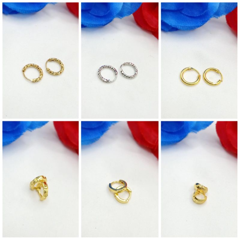 anting perhiasan bayi/anak untuk umur 5 bulan sampai 18 bulan / anting jepit polos / model jagung / model ukir / model gipsi