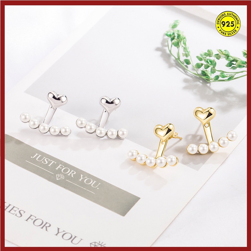 Anting Tusuk Silver S925 Anti Air / Karat Hias Mutiara Untuk Wanita U936