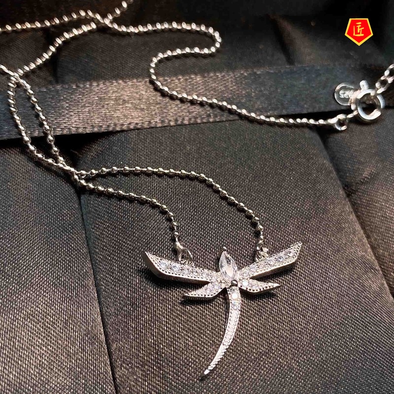 [Ready Stock]Temperament Luxury Dragonfly Necklace Ring Earrings Set