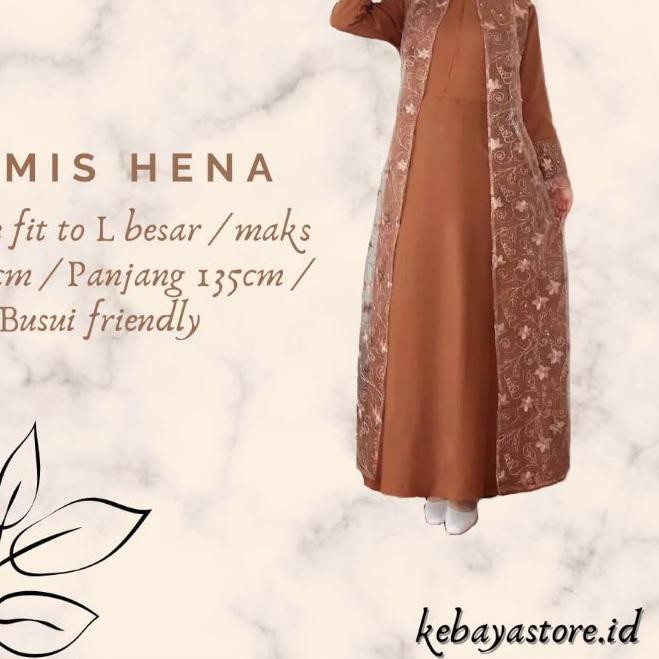 ✤ [] Gamis Hena Busui TilLe Bordir Mutiara Maxi Dress Lebaran Brukat Tulle Baju Muslim ✵