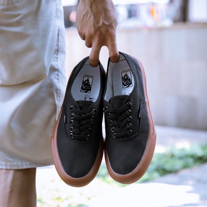 TERMURAH - PROMO SEPATU SNEAKERS VANS AUTHENTIC OG BLACK SOLE GUM PREMIUM QUALITY