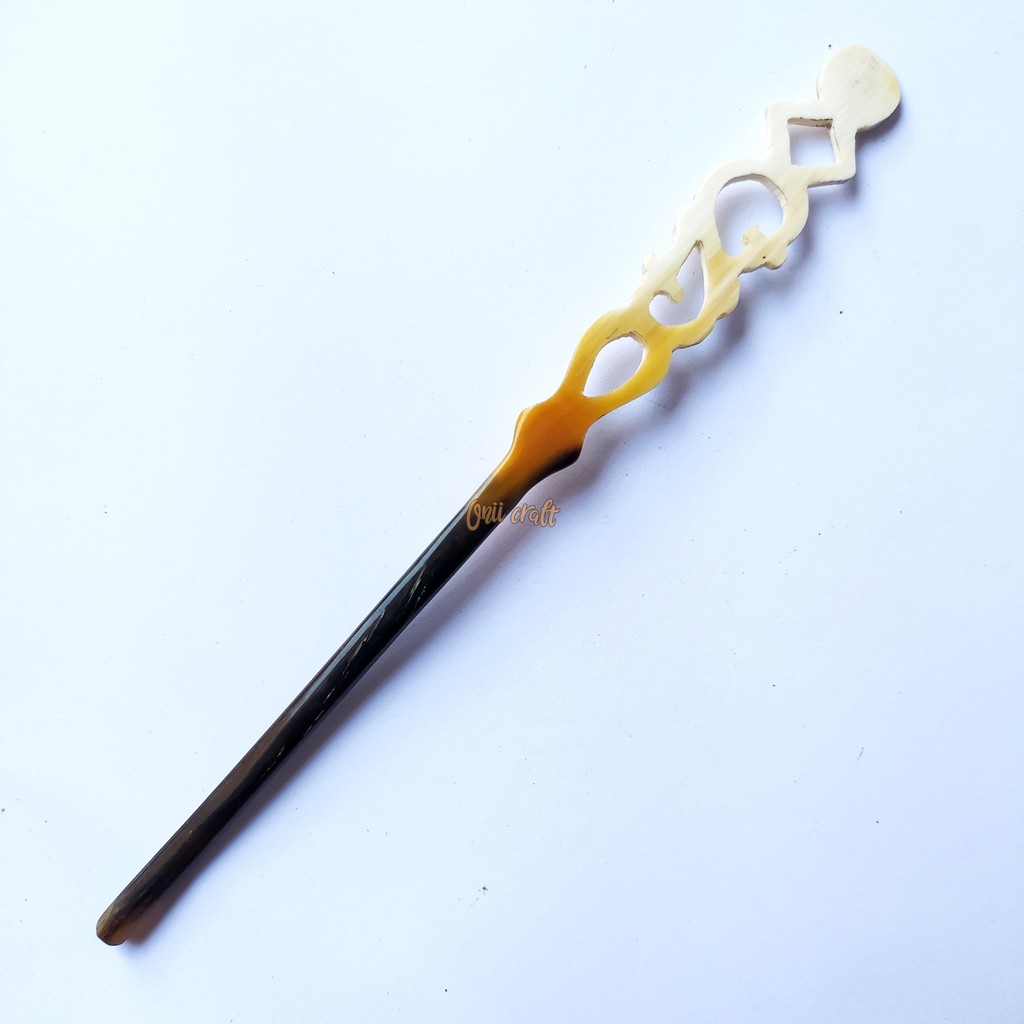 Tusuk konde hairpin sticks ukir simpel bahan tanduk sapi asli handmade / aksesoris rambut unik