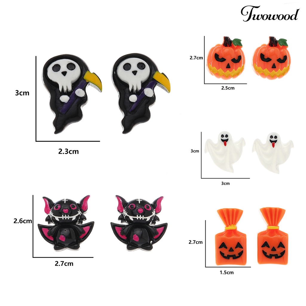 Twowood 1 Pair Beautiful Pumpkin Shape Ear Stud Halloween Style Festive Touch Plastic Fashion Ear Stud for Party