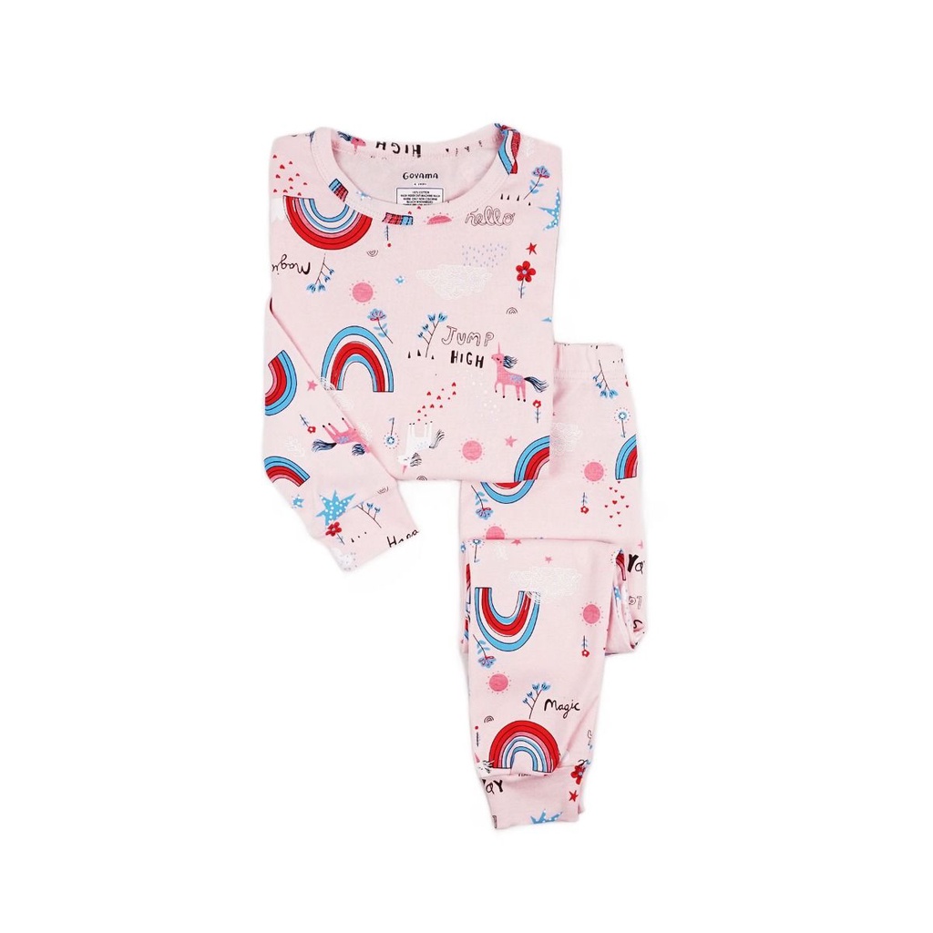 Setelan Piyama Unicorn Rainbow / Baju Tidur Anak Perempuan Tangan Panjang 4Tahun - 12tahun