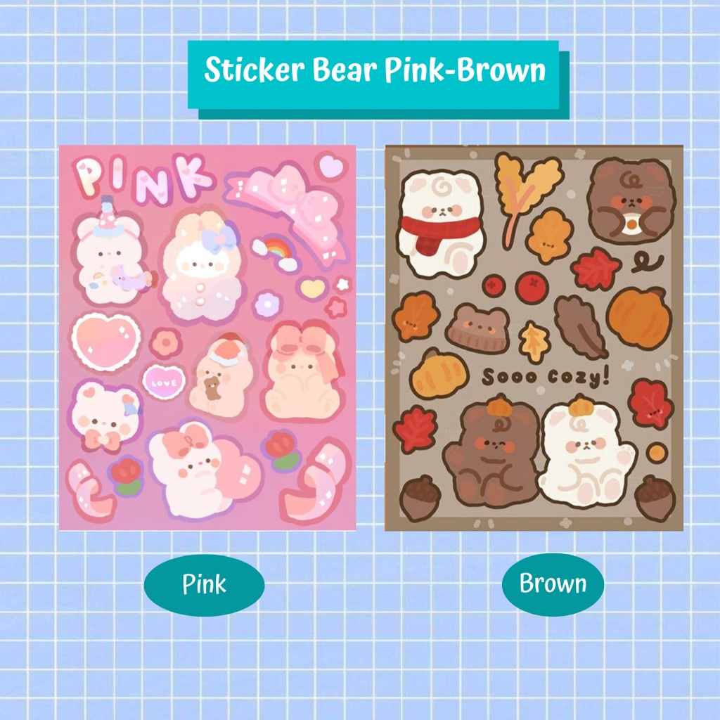 

Stiker Korea Beruang /Stiker Cute Beruang Coklat Pink/ Sticker Cute Brown Bear/ Sticker/ Scrapbook/Stiker HP/ Stiker Laptop/Stiker Buku