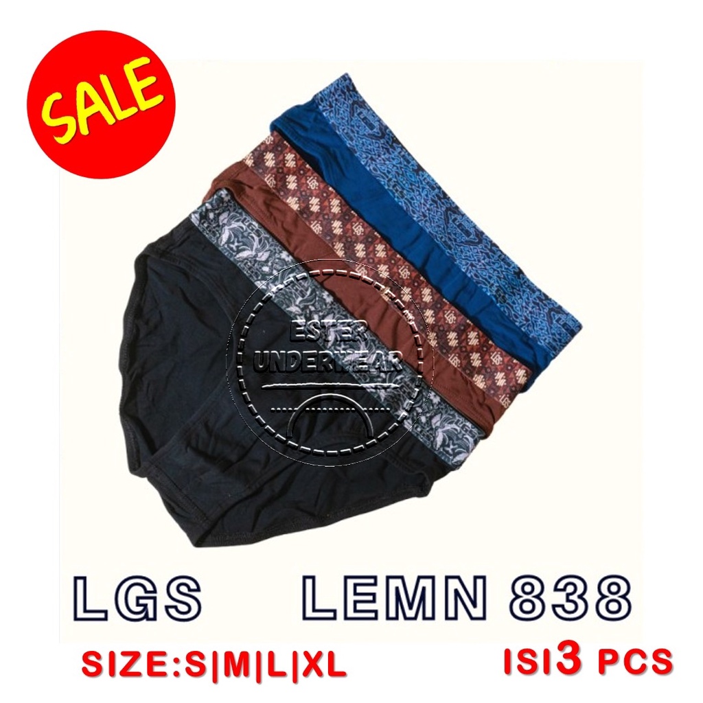 Celana Dalam LGS 838 ISI 3PCS|BRIEF LGS KARET MOTIF BATIK