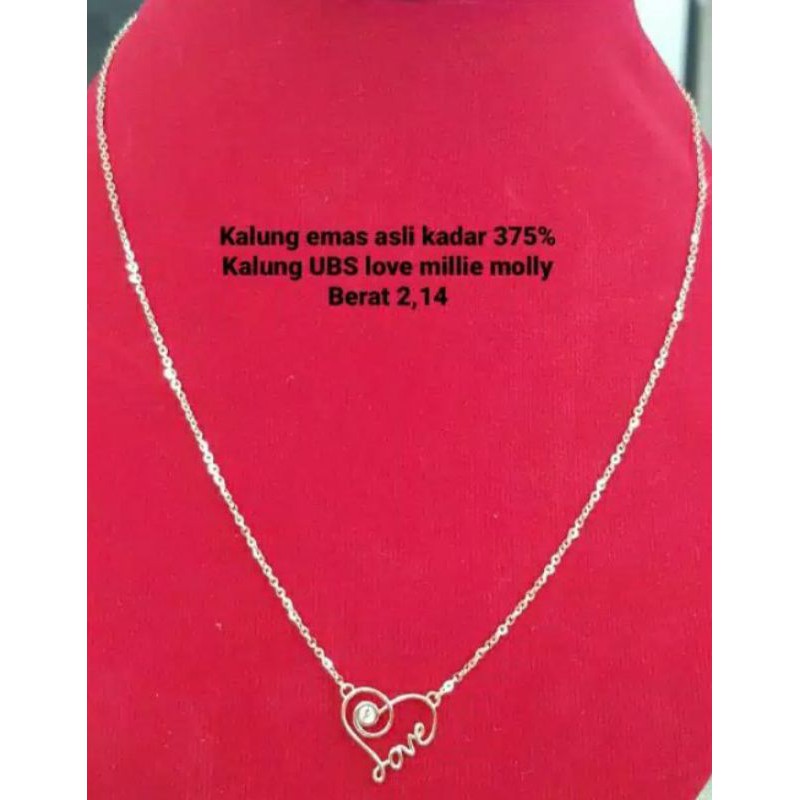 kalung emas kadar 375 UBS love