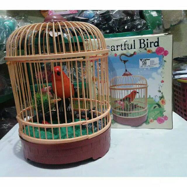 Heartful Bird Mainan Burung Dalam Sangkar Sensor Gerakan Dan Suara