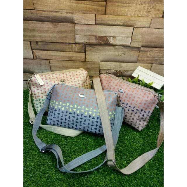 Tas wanita cewek branded import handbag Lacoste buaya mini sling waist