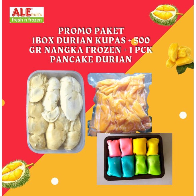 Durian kupas 1 Box + 500 gr nangka frozen + 1 pack pancake durian mini,Promo paket murah
