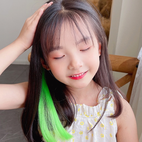 [ORGM] Aksesoris Rambut Jepit Rambut Palsu Wig Extensions Warna Warni Neon Pelangi