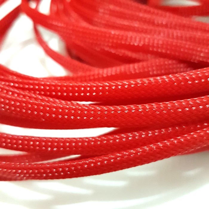 Pembungkus Kabel 16 mm Merah Cable Sleeve braided nylon