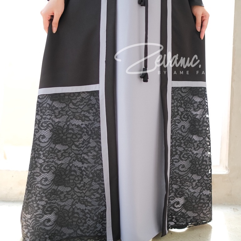 Reysha Abaya Maxi Dress Motif Renda Dikerjakan Oleh Tenaga Ahli 100% Ori Dan Realpict, Exclusive Fashion Gamis Muslim Dengan Desain Outer Aksen Brukat Diatur Bisa COD-5