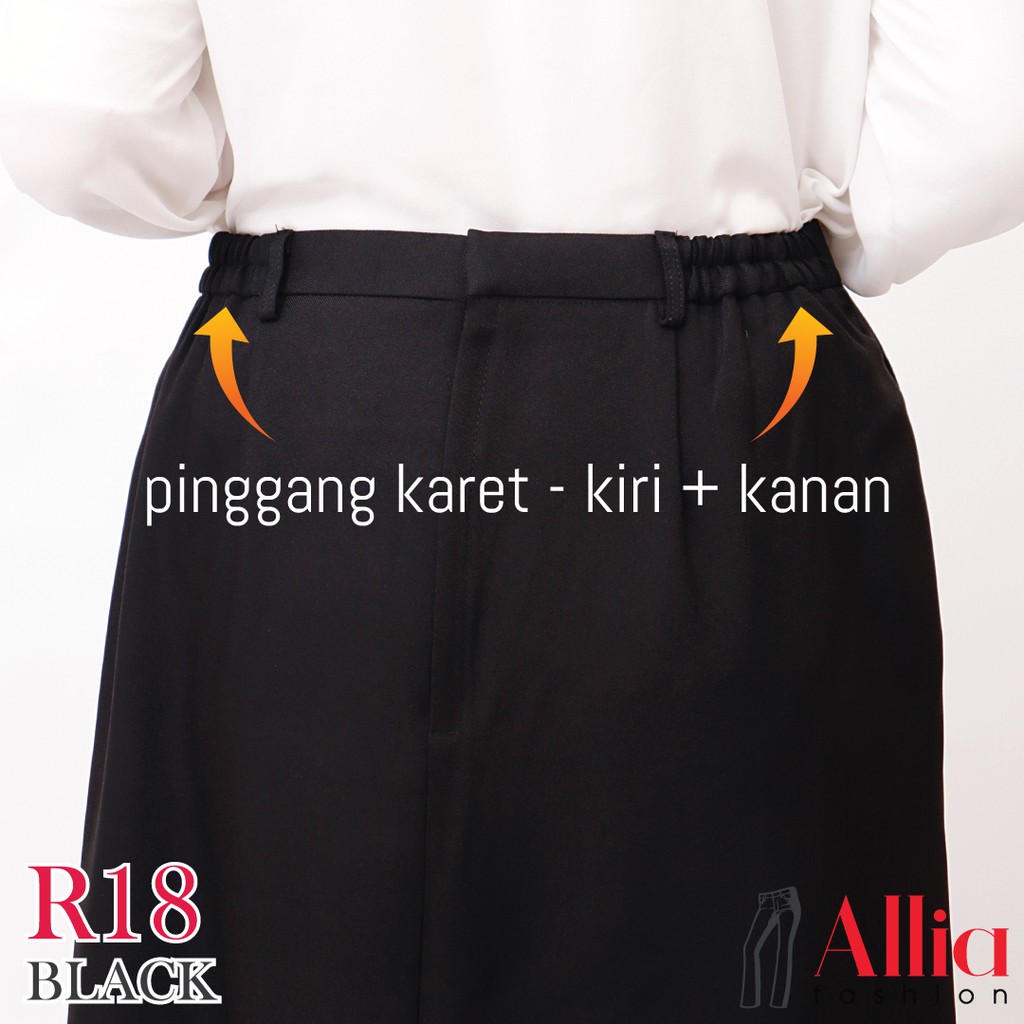 ALLIA R18 - Black M - 7L - Rok A Wanita - Rok Panjang Wanita - Rok kerja wanita - ROK HITAM