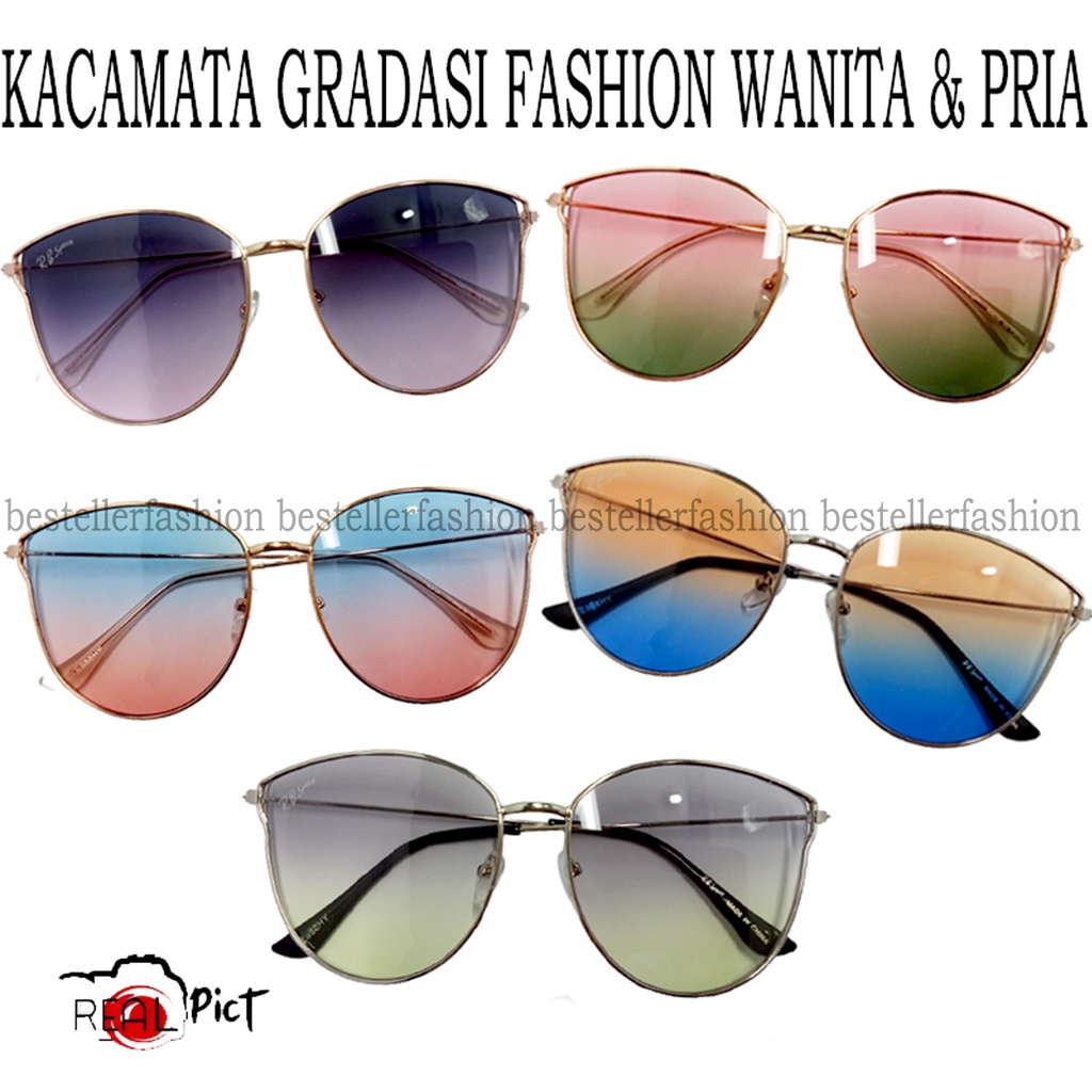 TERBARU! Kacamata Fashion Wanita Pria Kaca mata Gradasi Warna Warni Kacamata Unisex Fashion Gaya Santai Anti UV Gradasi Warna Korean Import