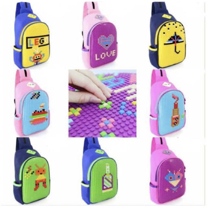 TAS SELEMPANG ANAK LAKI LAKI PEREMPUAN WAISTBAG SLEMPANG IMPORT HELLO  J79E1  SLING BAG LEGO PIXEL