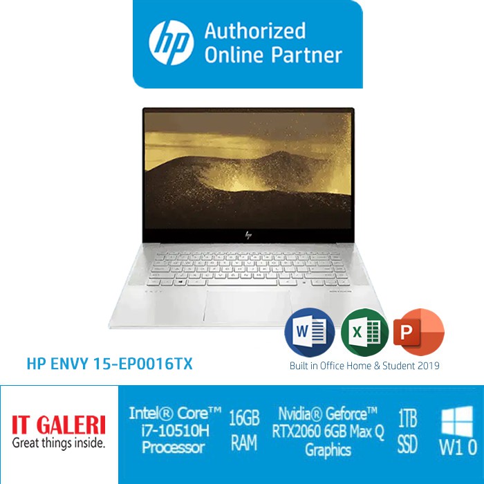 Laptop HP ENVY 15-EP0016TX | GeForce®️ RTX 2060 with Max-Q design 6 GB GDDR6 - Intel®️ Core i7-10750