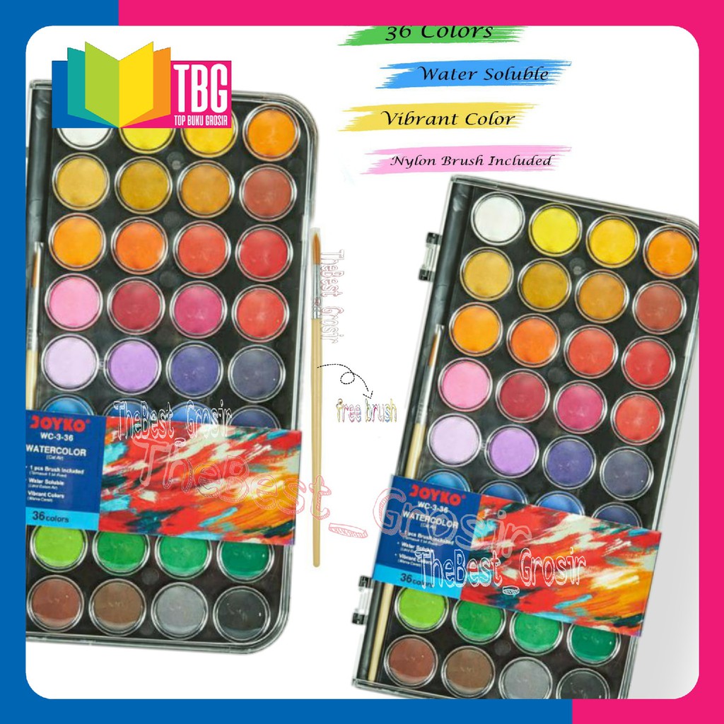 

1 SET (36 WARNA) WATER COLOR WC336 JOYKO / CAT AIR / COLOR CAKE / ALAT LUKIS (R-3619)