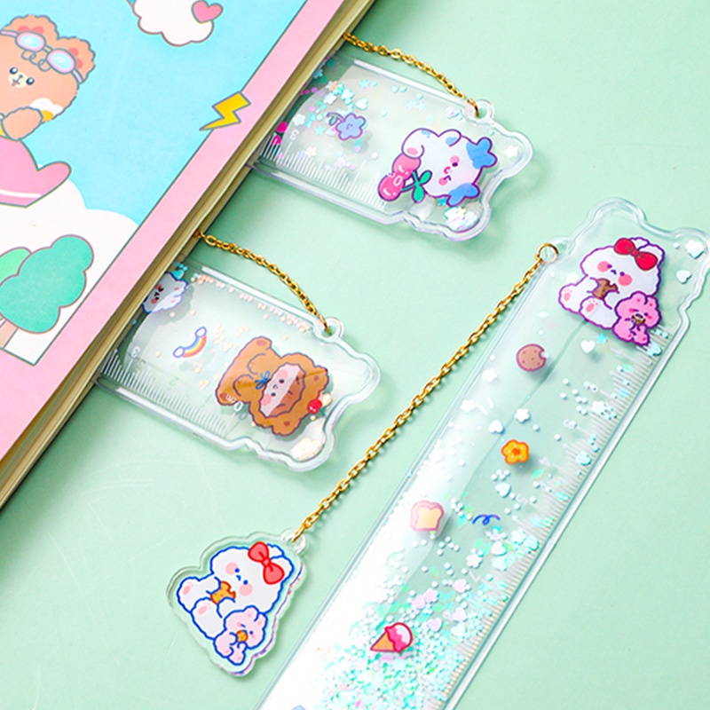 Cartoon Quicksand Soft Ruler with Pendant Student Creative Transparent Bookmark