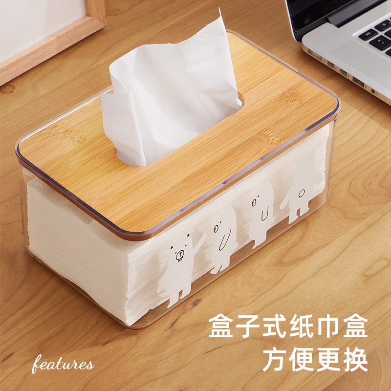 Kotak Tempat Tisu Nordic Transparent Modern Desain Beruang Lucu Aesthetic Minimalis Ala Korea Acrylic Tebal Clear Bear Tissue Box Ruang Tamu Rumah Kamar Cafe Hadiah Souvenir