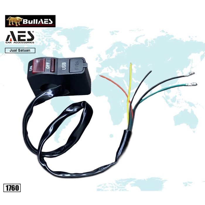 Saklar stang Motor On/Off + USB CHARGER INDIKATOR LED