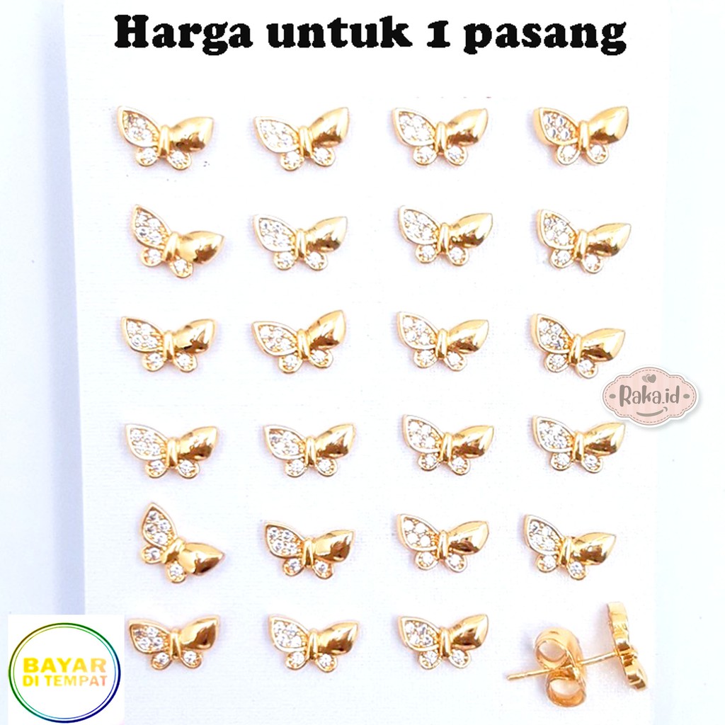 RAKA Acc - Anting Stud / Tusuk Kupu Mas Gold Perhiasan Aksesoris Wanita Lapis Emas 18k 553